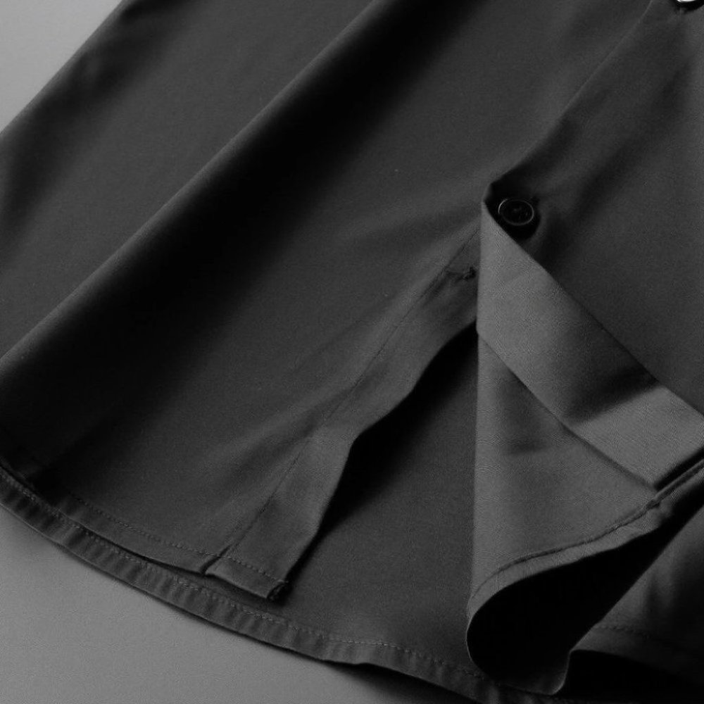 Black Work Style Men's Satin Shirt - Picture 8 of 8